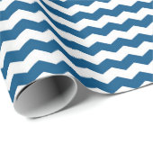 Papier Cadeau Bleu et blanc chevron (Coin rond)