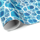 Papier Cadeau Bleu et blanc Frosty Imaginaire Abstrait Ice Mosai (Coin rond)