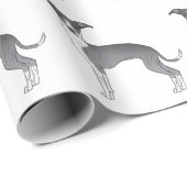 Papier Cadeau Bleu Et Blanc Italien Greyhound Cute Chien Motif (Coin rond)