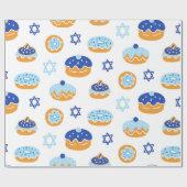 Papier Cadeau Bleu et blanc Jelly Donut Hanoukka (Plat)