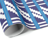 Papier Cadeau Bleu et blanc letton Letton Ethnic Folk art (Coin rond)