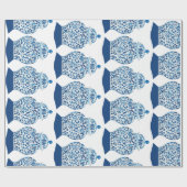 Papier Cadeau Bleu et blanc peint à la main Ginger Jar (Plat)