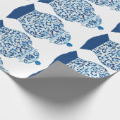 Papier Cadeau Bleu et blanc peint à la main Ginger Jar (Coin)