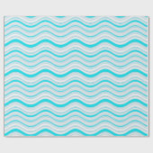 Papier Cadeau Bleu et blanc rayures ondulées (Plat)
