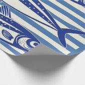 Papier Cadeau Bleu et blanc Sardines Grandes (Coin)