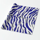 Papier Cadeau Bleu Et Blanc Tigre Bleu De La Marine Stripes Post (Déroulé)