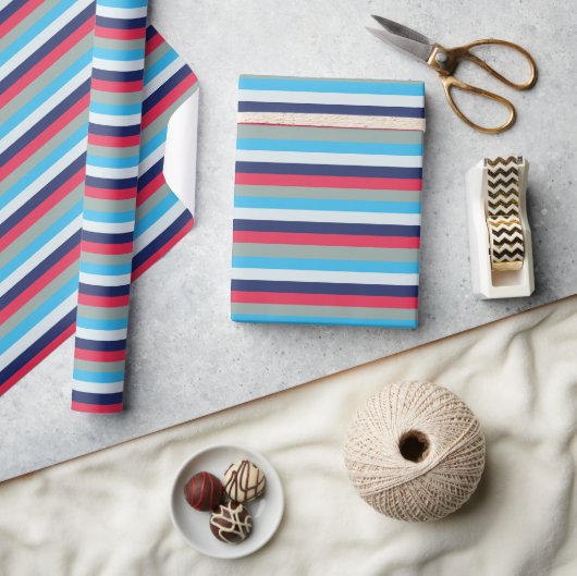 Papier Cadeau Bleu Et Bourgogne (Artisanat)
