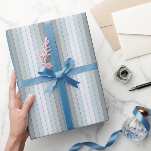 Papier Cadeau Bleu Et Gris Sur Papier Aquarelle (Cadeaux)