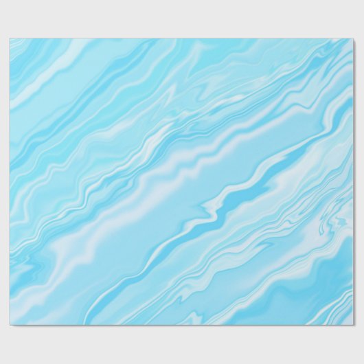 Papier Cadeau Bleu et Marbre blanc (Plat)