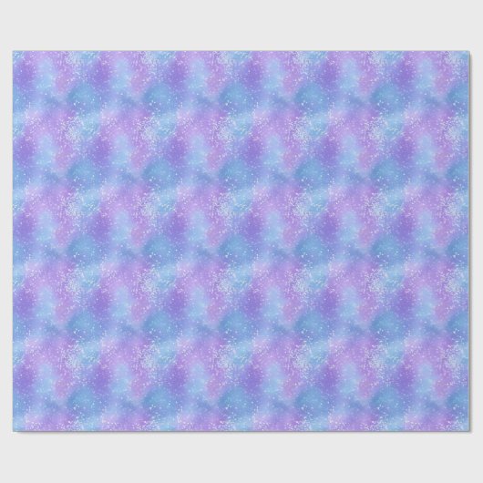Papier Cadeau Bleu et mauve Froid Étincelles Iridescentes (Plat)