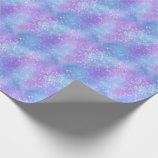 Papier Cadeau Bleu et mauve Froid Étincelles Iridescentes (Coin)