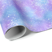Papier Cadeau Bleu et mauve Froid Étincelles Iridescentes (Coin rond)