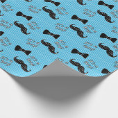 Papier Cadeau Bleu et noir Mustache Bow Cravate C'est un garçon  (Coin)
