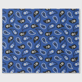Papier cadeau bleu et noir Paisley (Plat)
