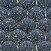 Papier Cadeau Bleu et or Art déco Cobweb Luxe