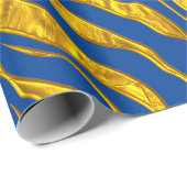 Papier Cadeau Bleu Et Or Tiger Grandes Posters de animaux (Coin rond)