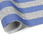 Papier Cadeau Bleu et Parties scintillant argentée (Coin rond)