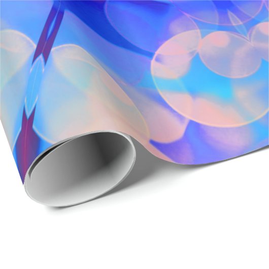 Papier Cadeau Bleu et rose Gradient Pastel Bubble Art (Coin rond)