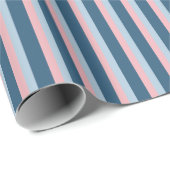 Papier Cadeau Bleu et rose rayé (Coin rond)