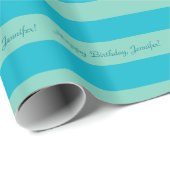 Papier Cadeau Bleu et vert Bande Toutes les occasions ou Anniver (Coin rond)