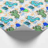 Papier Cadeau Bleu et vert Confetti Dinosaures Anniversaire (Coin)
