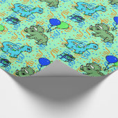Papier Cadeau Bleu et vert Confetti Dinosaures Anniversaire (Coin)