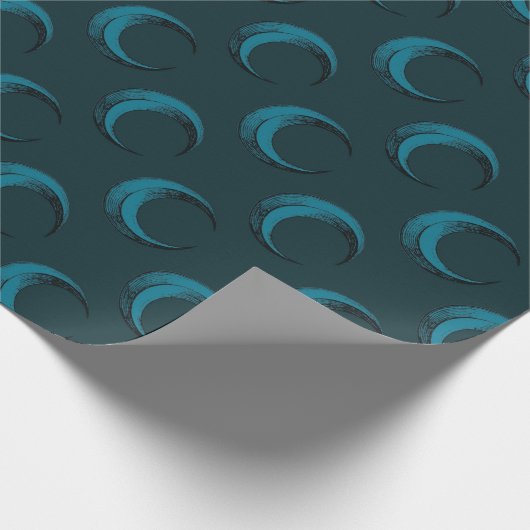 Papier Cadeau Bleu et Vert Croissant Lunes Motif Halloween (Coin)