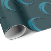 Papier Cadeau Bleu et Vert Croissant Lunes Motif Halloween (Coin rond)