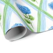 Papier Cadeau Bleu et vert grand-millénaires Hydrangea Ditsy (Coin rond)