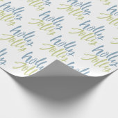 Papier Cadeau Bleu et vert Holly Jolly (Coin)