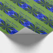 Papier Cadeau Bleu Et Vert Motif Abstrait Joyeux Anniversaire (Coin)