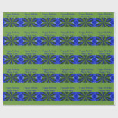 Papier Cadeau Bleu Et Vert Motif Abstrait Joyeux Anniversaire (Plat)