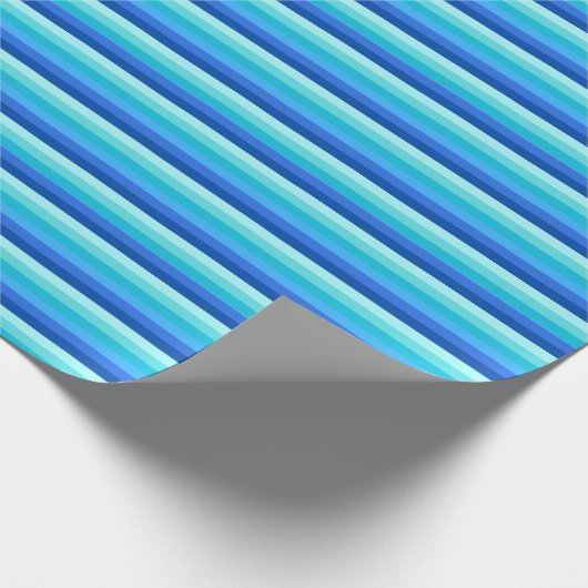 Papier Cadeau Bleu et vert Océan, rayé (Coin)