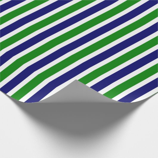 Papier Cadeau Bleu et vert rayé (Coin)
