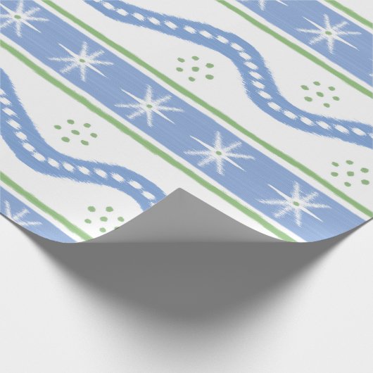 Papier Cadeau Bleu et vert rayures (Coin)
