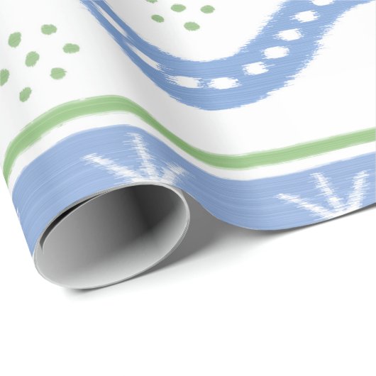 Papier Cadeau Bleu et vert rayures (Coin rond)