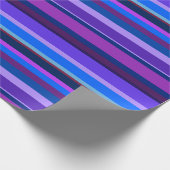 Papier Cadeau Bleu et violet bandes horizontales (Coin)