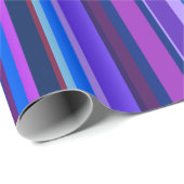 Papier Cadeau Bleu et violet bandes verticales (Coin rond)