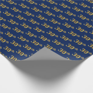 Papier Cadeau Bleu, événement d'or de Faux 30ème (trentième)