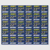 Papier Cadeau Bleu, Faux/Imitation Or, "22e anniversaire" (Plat)
