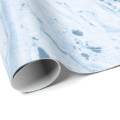 Papier Cadeau Bleu faux marbre (Coin rond)