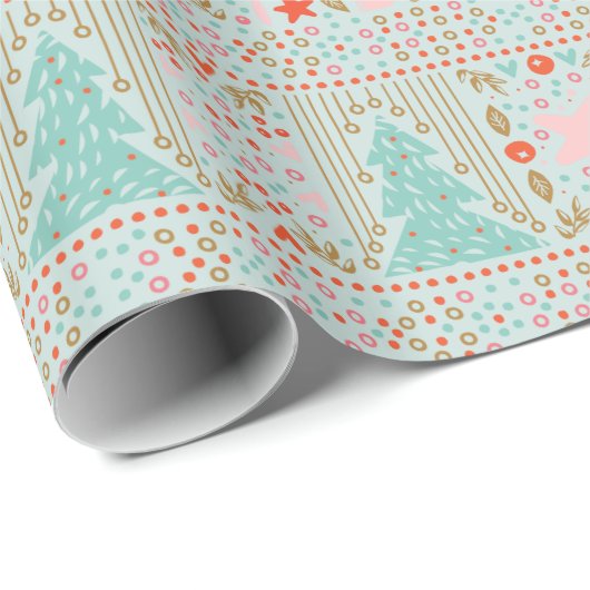 Papier Cadeau Bleu Festive Joli cadeau de Noël Papier enveloppan (Coin rond)
