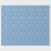 Papier Cadeau Bleu, Fleurs blanches : Vintage (Plat)