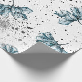 Papier Cadeau Bleu floral peint à la main (Coin)