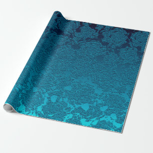 Papier Cadeau Bleu Floral Succulent Imprimer Motif métallique