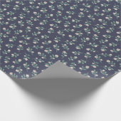 Papier Cadeau Bleu foncé avec enveloppement à motifs floraux bla (Coin)