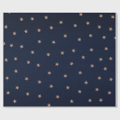 Papier Cadeau Bleu foncé et Rose Or rose des étoiles Stars (Plat)