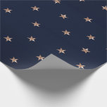 Papier Cadeau Bleu foncé et Rose Or rose des étoiles Stars<br><div class="desc">papier d'emballage personnalisé</div>