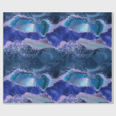 Papier Cadeau Bleu foncé et violet Parties scintillant Agate océ (Plat)