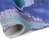 Papier Cadeau Bleu foncé et violet Parties scintillant Agate océ (Coin rond)